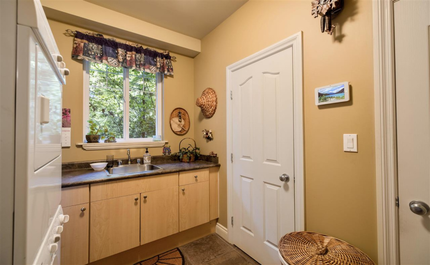Laundry room with powder room off kitchen