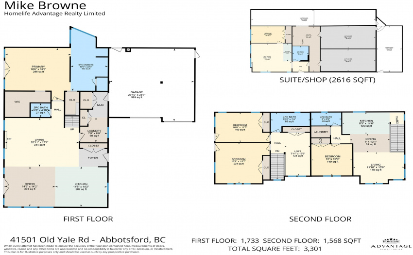 Main home with attached suite above double garage and the 2nd home on the bottom half of the gated property.  PLUS:  Multiple HUGE fully wired and plumbed shops.