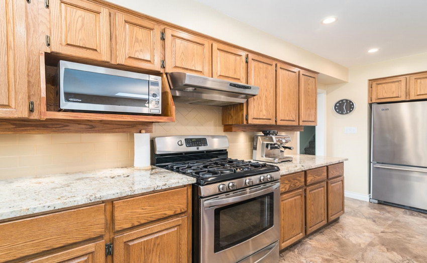 Stainless appliances and tons of counter space for the chef of the house