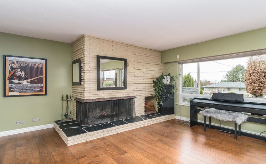 This unique corner wood fireplace is great for those winter nights