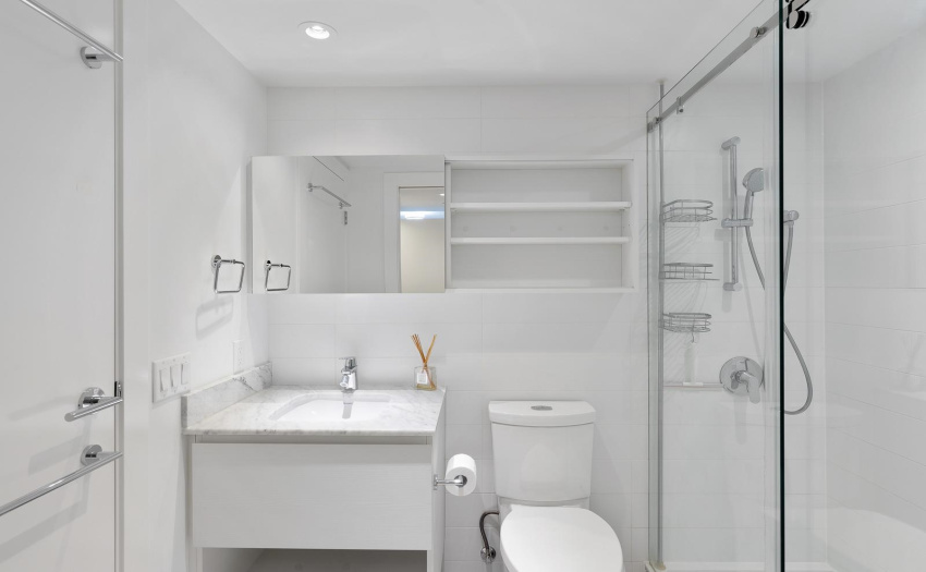 Bathroom accessible from bedroom.