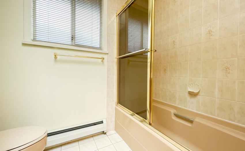 Bathroom with double sink & storage space