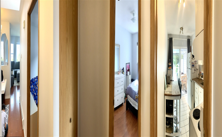 Panoramic view of upstairs layout.