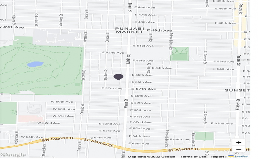 Map showing location of property in the city, and the amenities close by.
