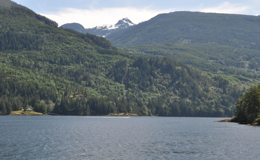 A closer view of the entrance to the Skookumchuck rapids to the right of the photo frame.