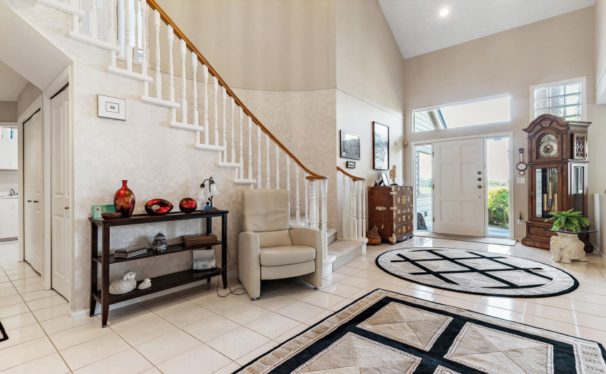 Main lobby with high ceilings and plenty of light.
