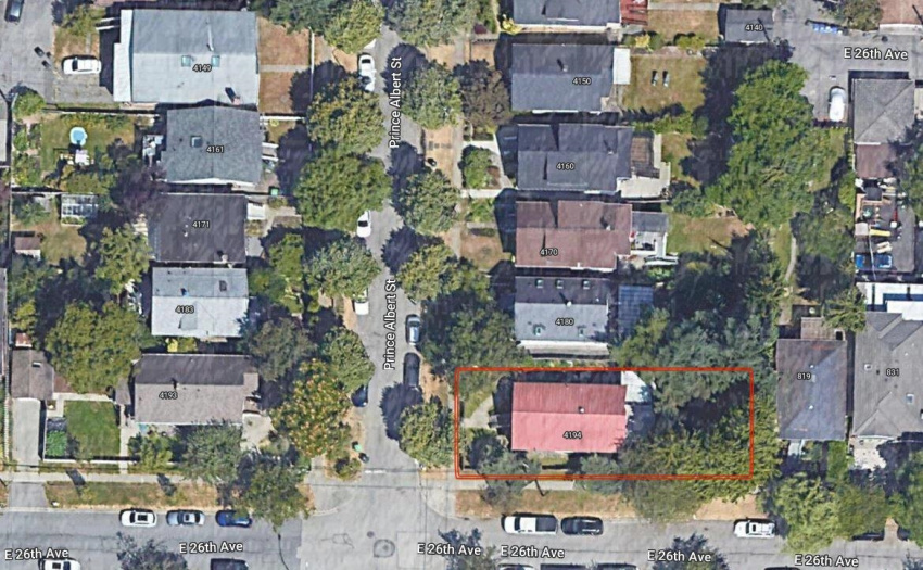 Located at corner of Prince Albert St. and E.26th Ave. in Vancouver.  4194 Prince Albert St. is zoned 