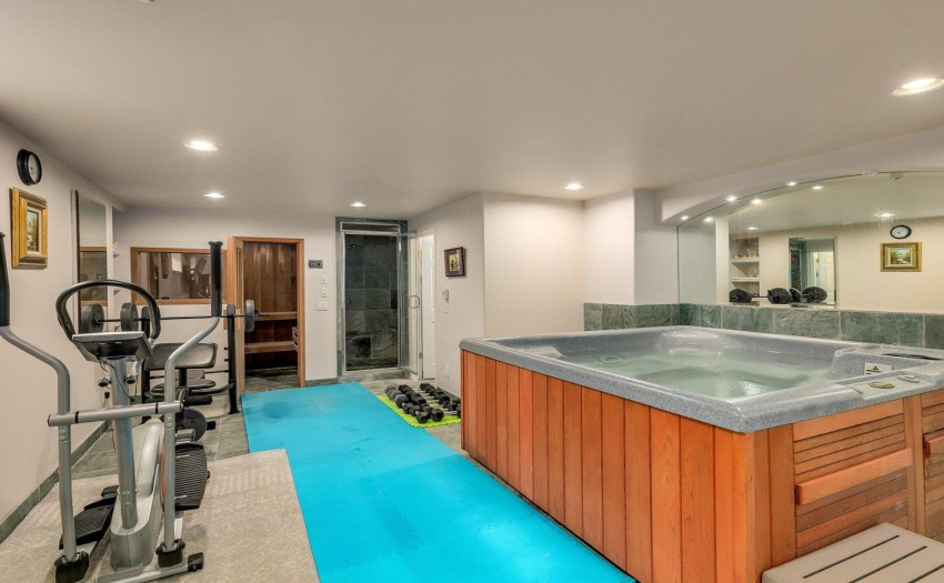 Steam shower, hot tub.