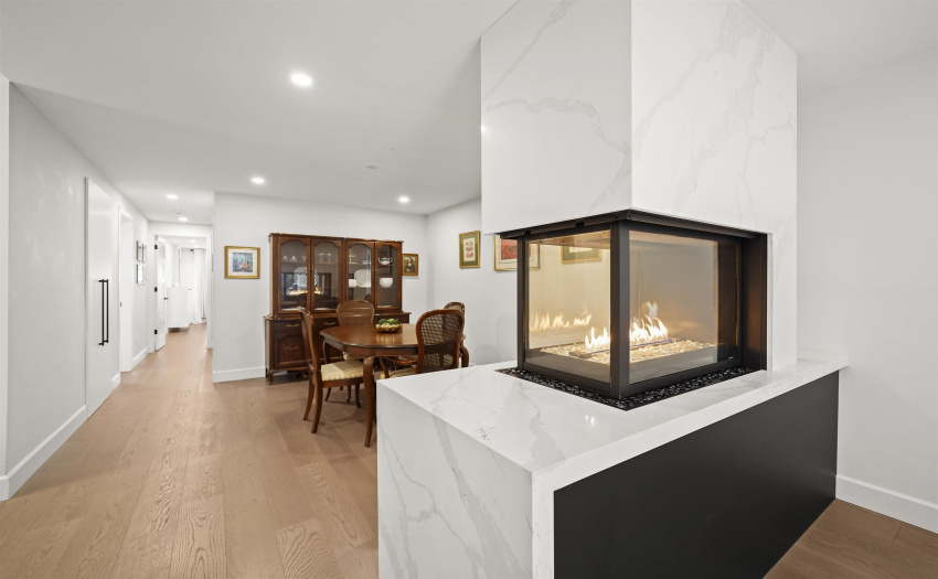 Gorgeous quartz gas fireplace