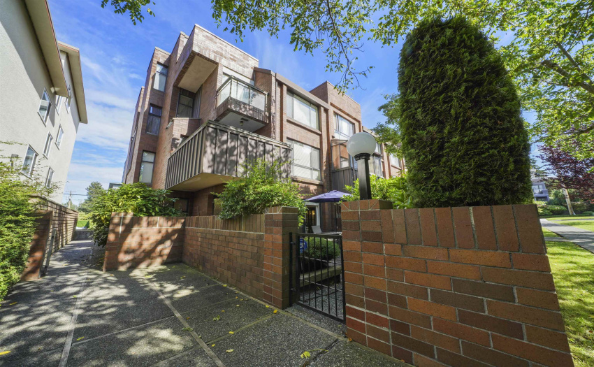 The Diplomat is a boutique 9-unit complex (concrete building with steel frame & brick facade) with only 3 ground-floor townhomes. Extremely rare find in central Kerrisdale