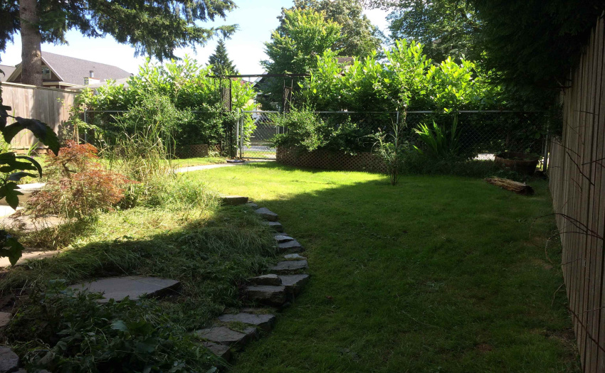 Looking at the front yard from the west side.