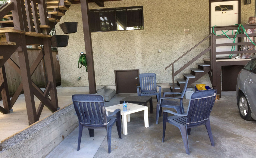 The carport provides either a covered parking space for each unit or a shady patio area for hot summer days.