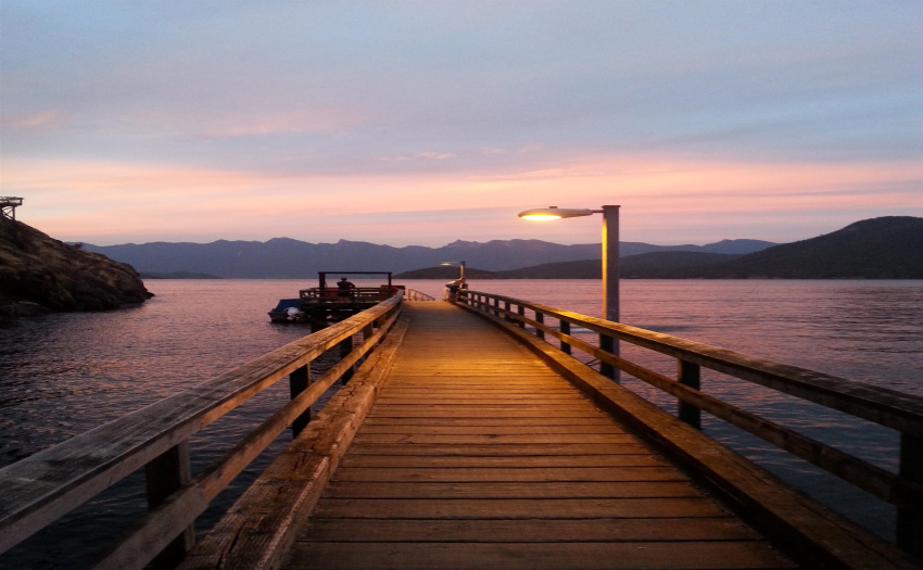 Community dock where you arrive to Eastbourne by Water Taxi, BC foot ferry or private boat. 5 min walk to the property.