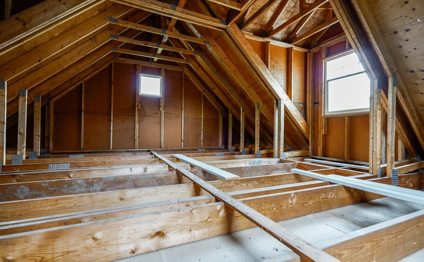 Space above garage is designed for extra living space.