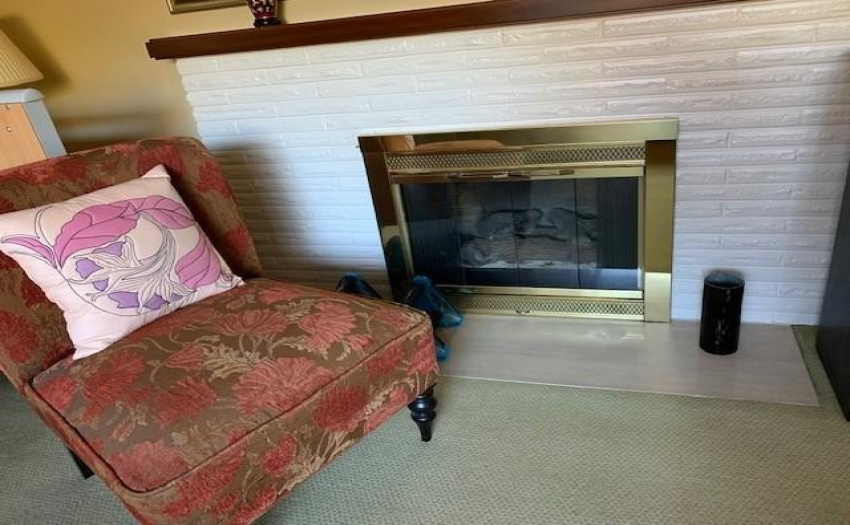 Living room gas fireplace on upper floor. Basement fireplace is wood burning that has not been used for years.