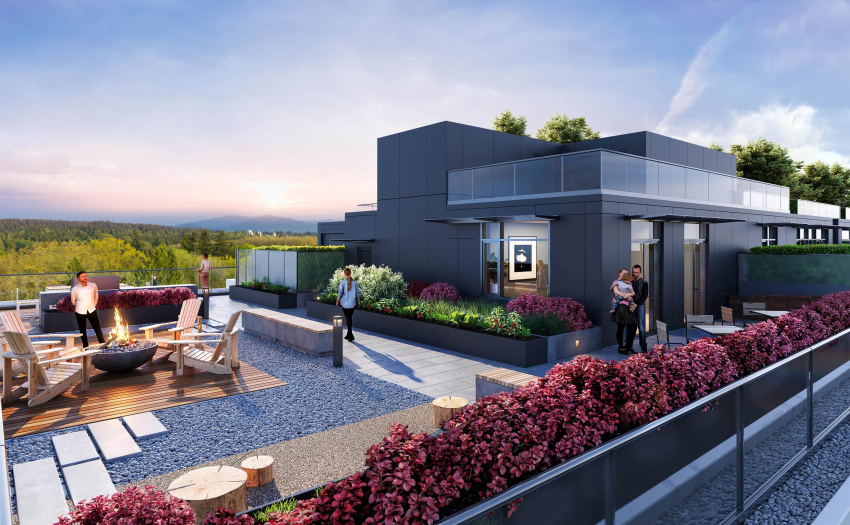Common area rooftop terrace rendering.