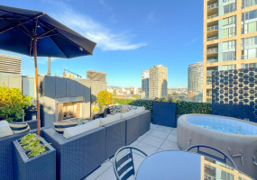 340 Sq/Ft of Private roof top deck with gas Fireplace