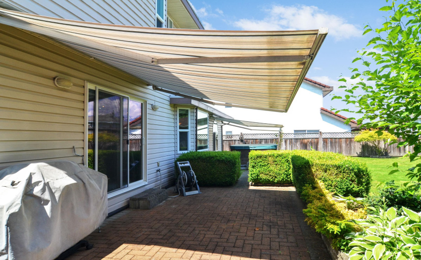 Retractable awning creates opportunities for relaxing in the cooler space on the sun filled days