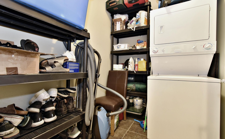 Laundry and storage in this unit, not just a laundry closet, store extra items, use as a pantry and have a space to fold and organize clothes.