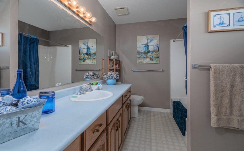 Hugh bathroom can accommodate the large family.