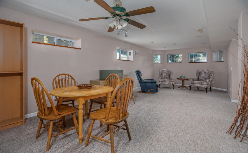The rec room provides a 3rd living area for the family.