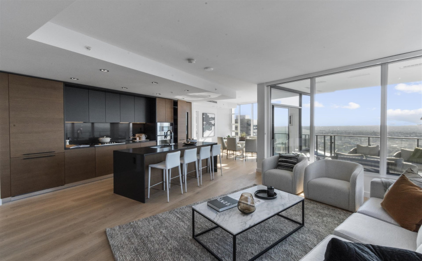 living, kitchen and dining area