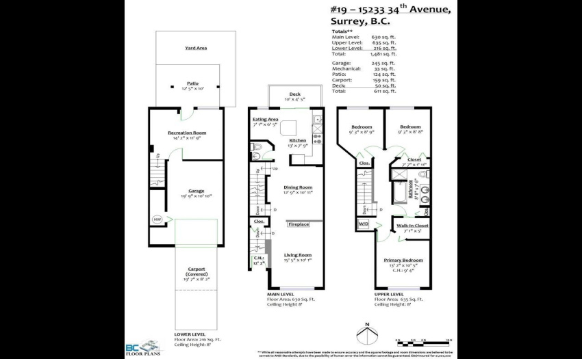 by BC Floor Plans - Strata Plan = 1435sf