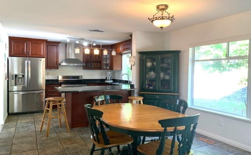 kitchen and eating area